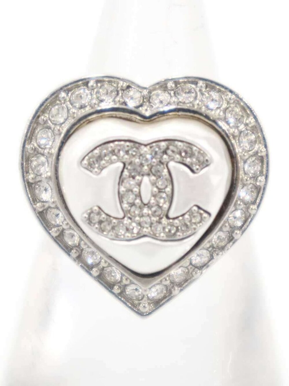 Chanel Faux Pearl CC Logo Ring Silver - Picture 2 of 7